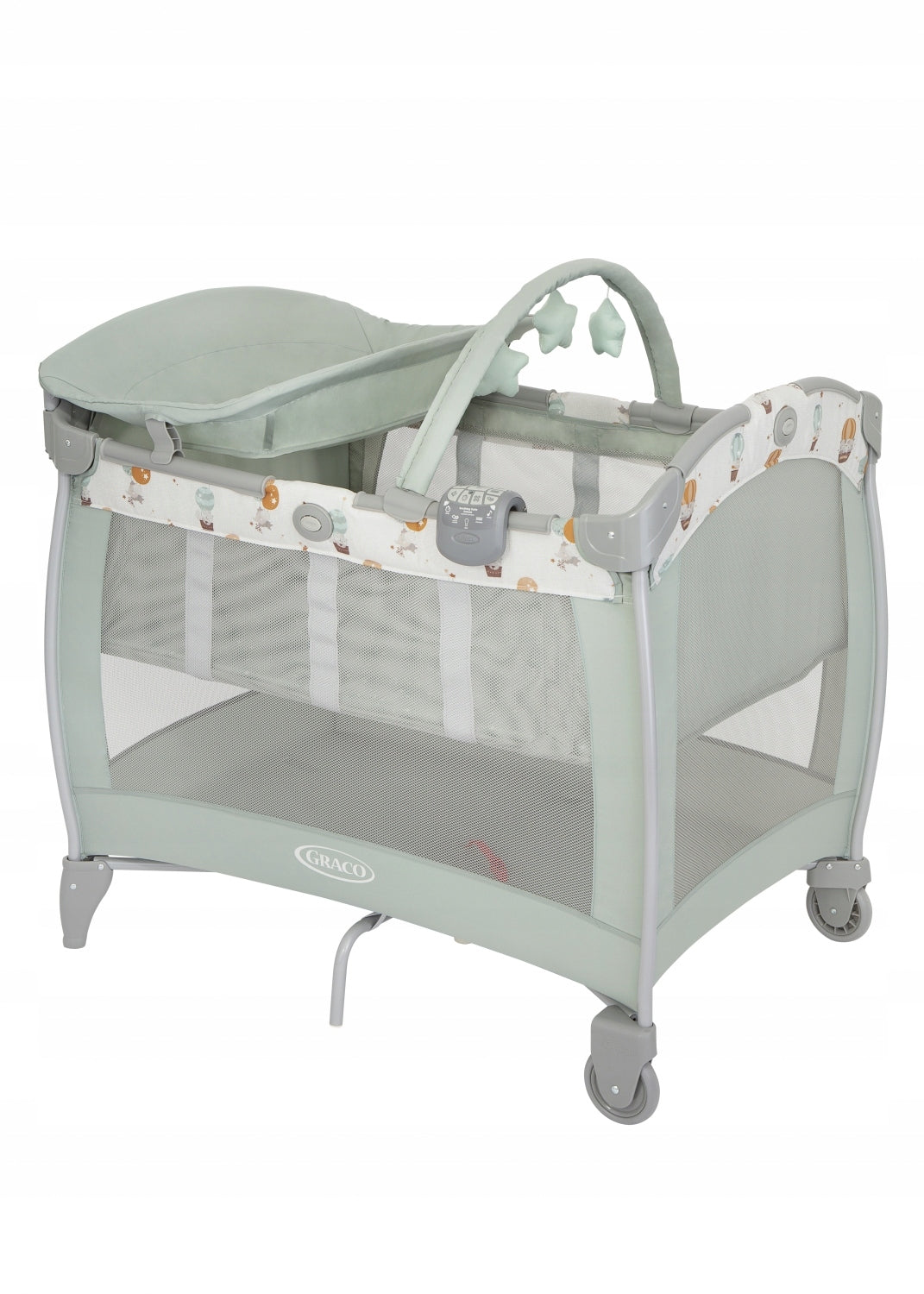 GRACO Cot, playpen CONTOUR ELECTRA, changing table, mattress, bag, panel