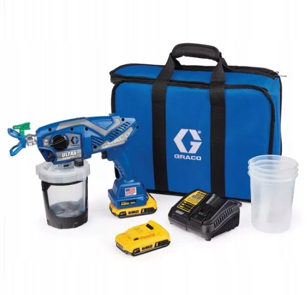 GRACO ULTRA AIRLES PAINT GUN ( 2 x AKU. 2AH DEWALT+ NICE ) + BAG