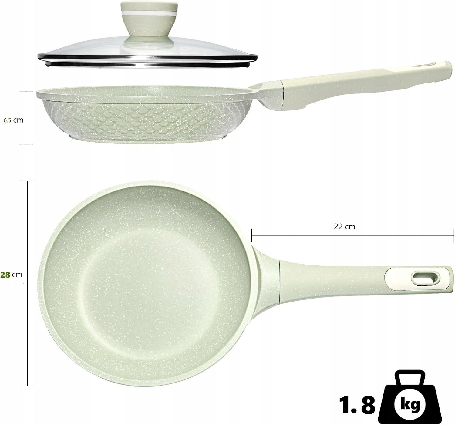 GRANITE PAN DYGG 28cm WITH LID INDUCTION 10x NON-STICK BOTTOM 5mm SGS Packaging status original