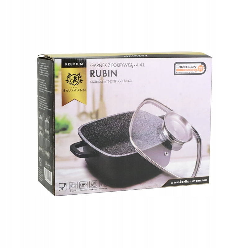 GRANITE POT FOR INDUCTION 4,4L SQUARE GAS GOOSEBERRY + FREEBIE Brand Karl Hausmann