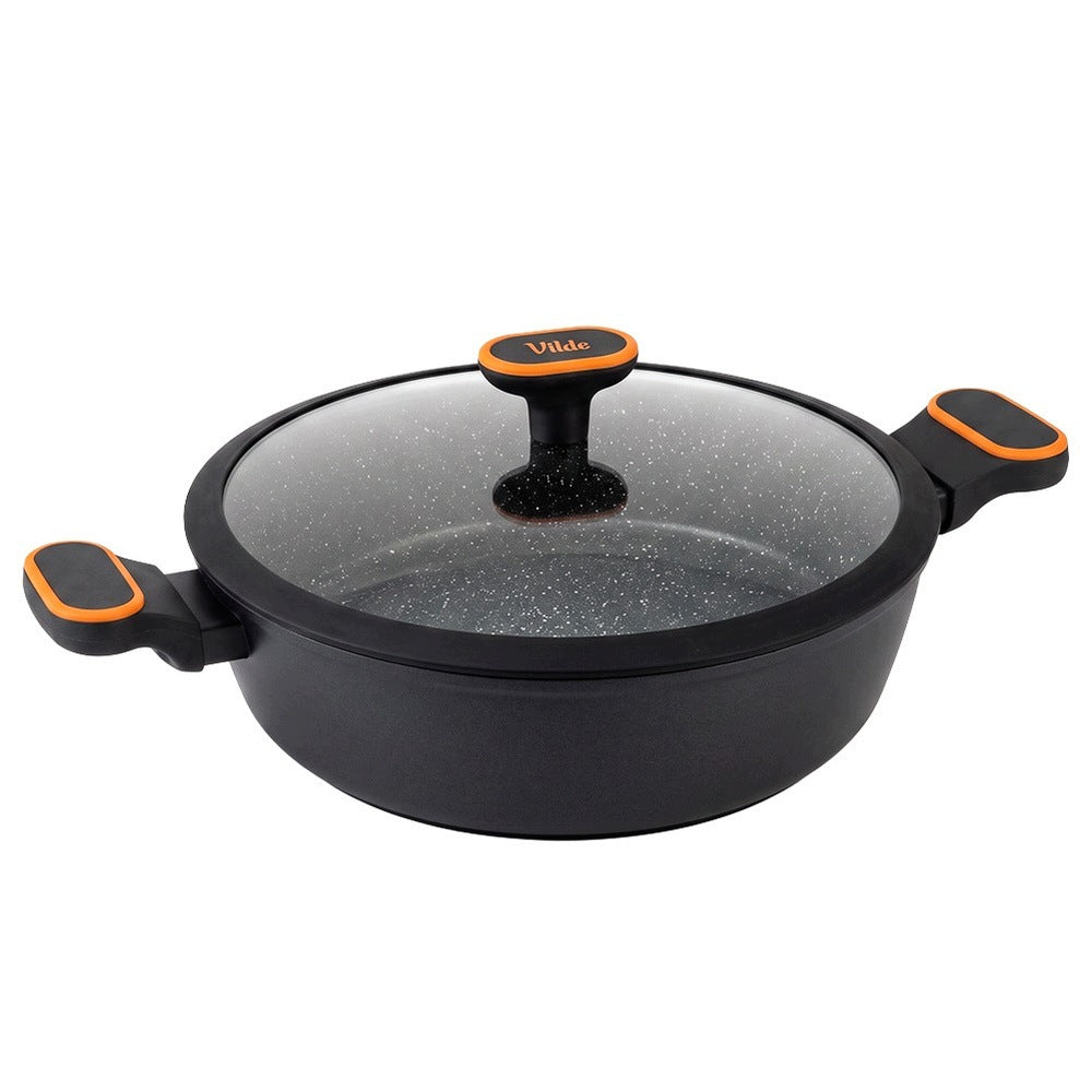 GRANITE frying pan for deep frying with lid VILDE 24 cm 2L Brand Vilde
