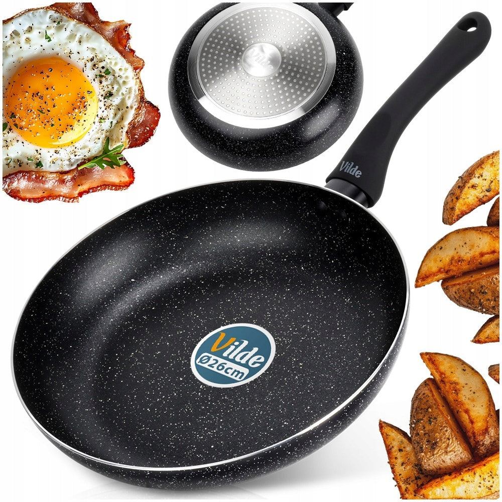 GRANITE frying pan for frying stewing VILDE SIMPLE 26 cm for gas induction