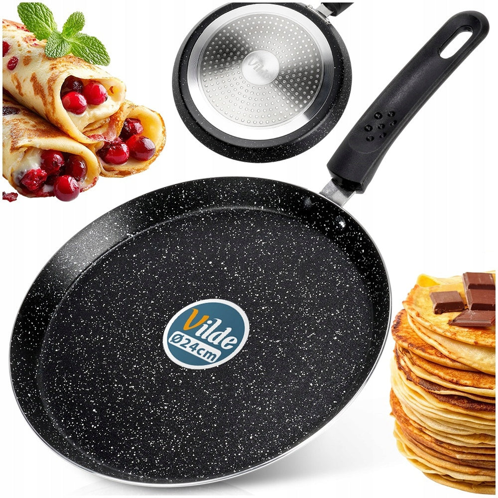 GRANITE pan for pancakes omelet pancakes low flat SIMPLE 24 cm