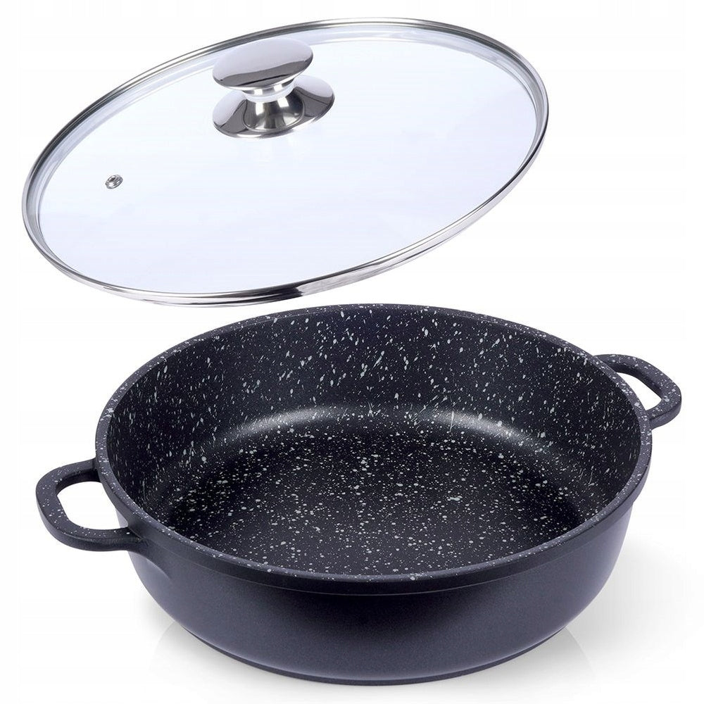 GRANITE pan saucepan pot low for frying stewing oven 28cm
