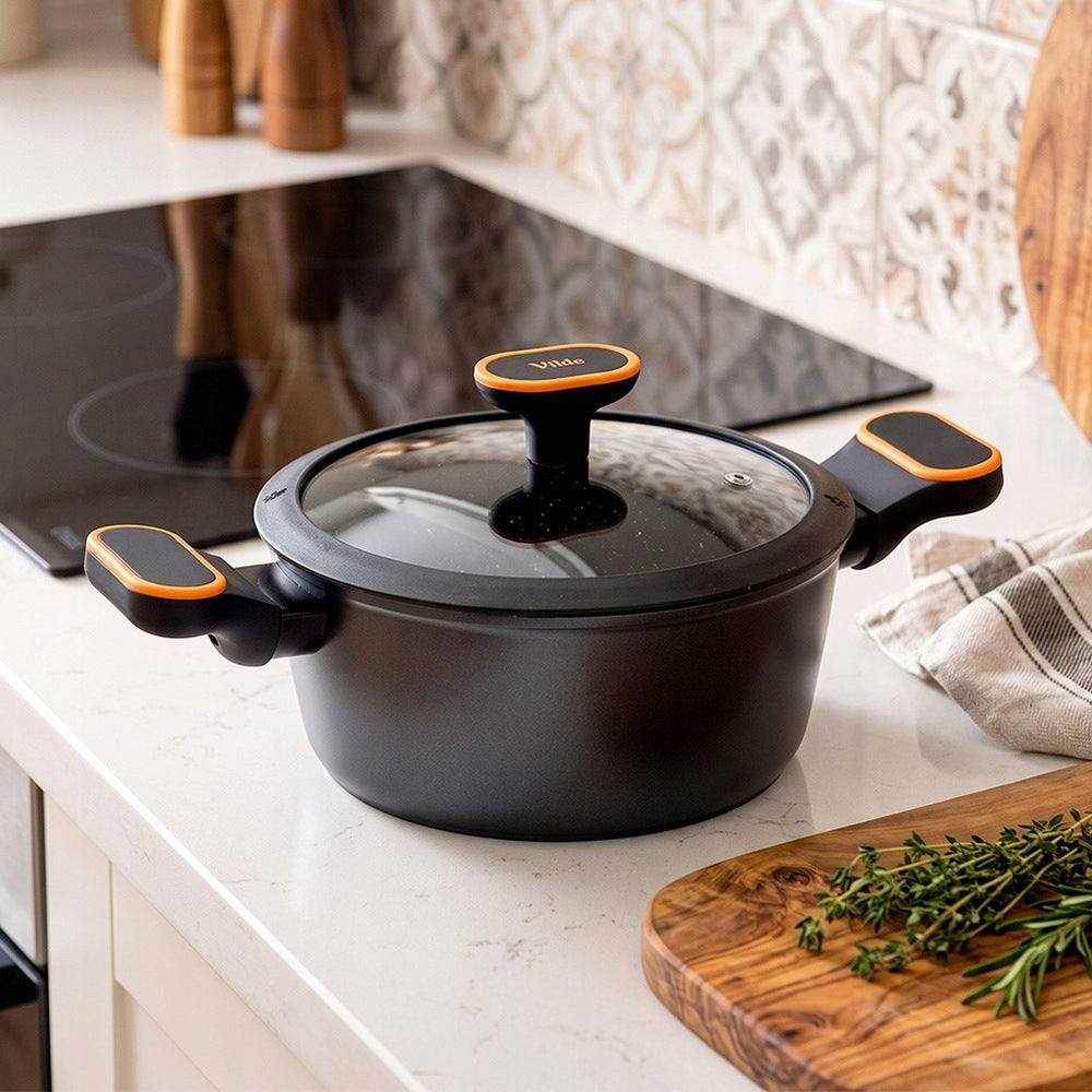 GRANITE pot with lid for cooking stewing VILDE 20 cm 2,5L Packaging status original