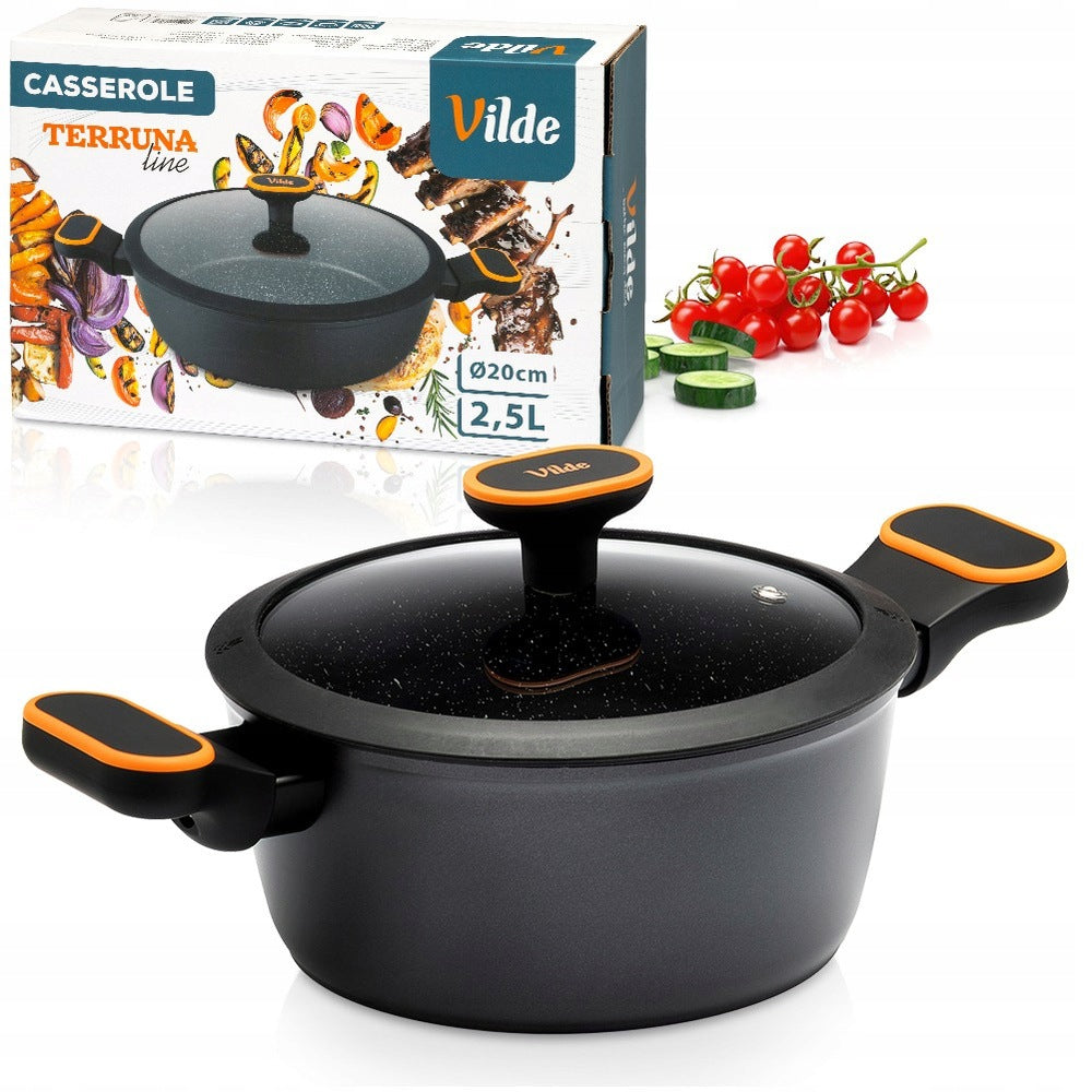 GRANITE pot with lid for cooking stewing VILDE 20 cm 2,5L