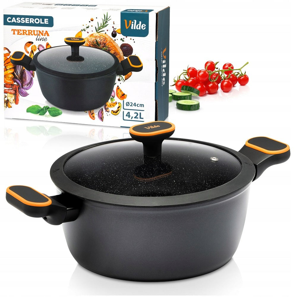 GRANITE pot with lid for cooking stewing VILDE 24 cm 4,2L