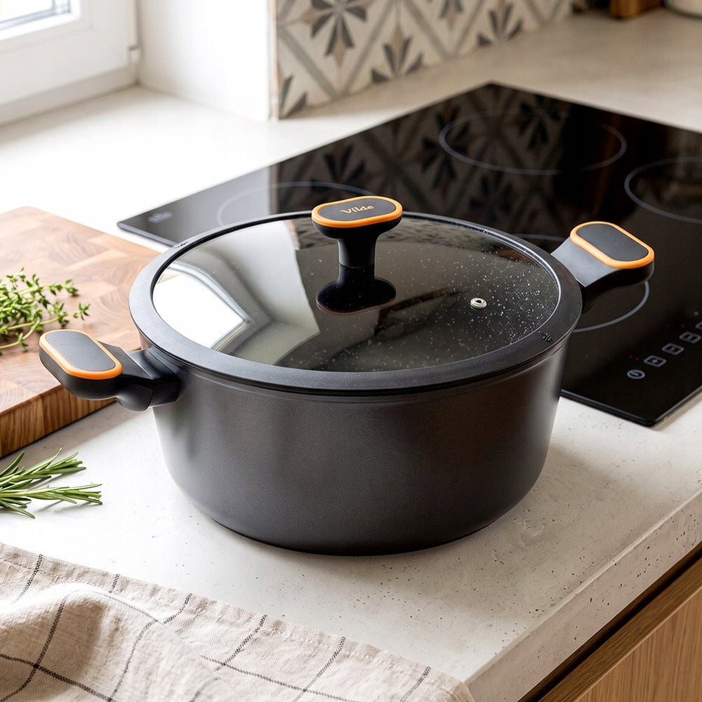 GRANITE pot with lid for cooking stewing VILDE 28 cm 6L Packaging status original