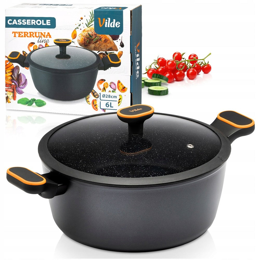 GRANITE pot with lid for cooking stewing VILDE 28 cm 6L