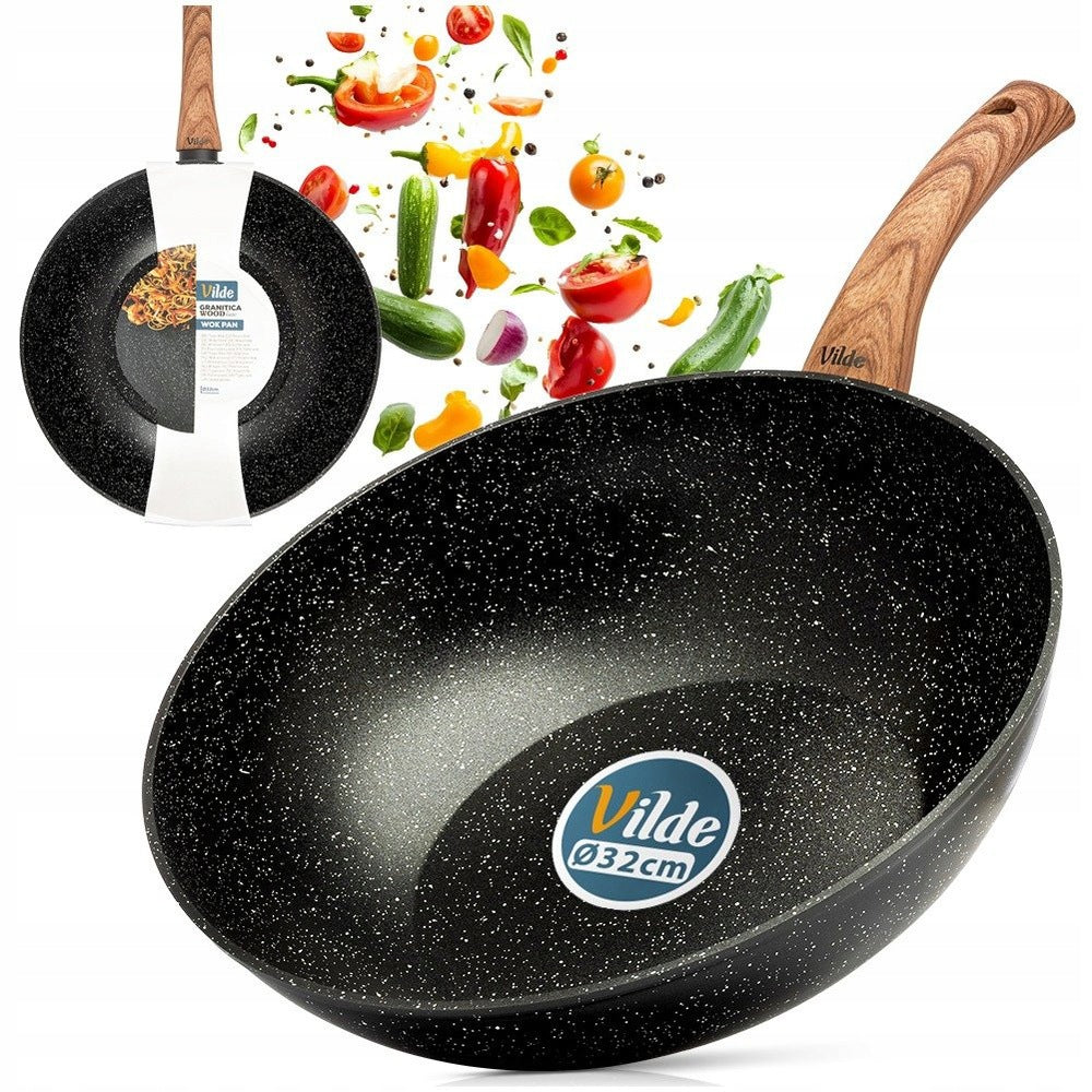 GRANITE wok large deep frying pan for frying stew 32 cm VILDE