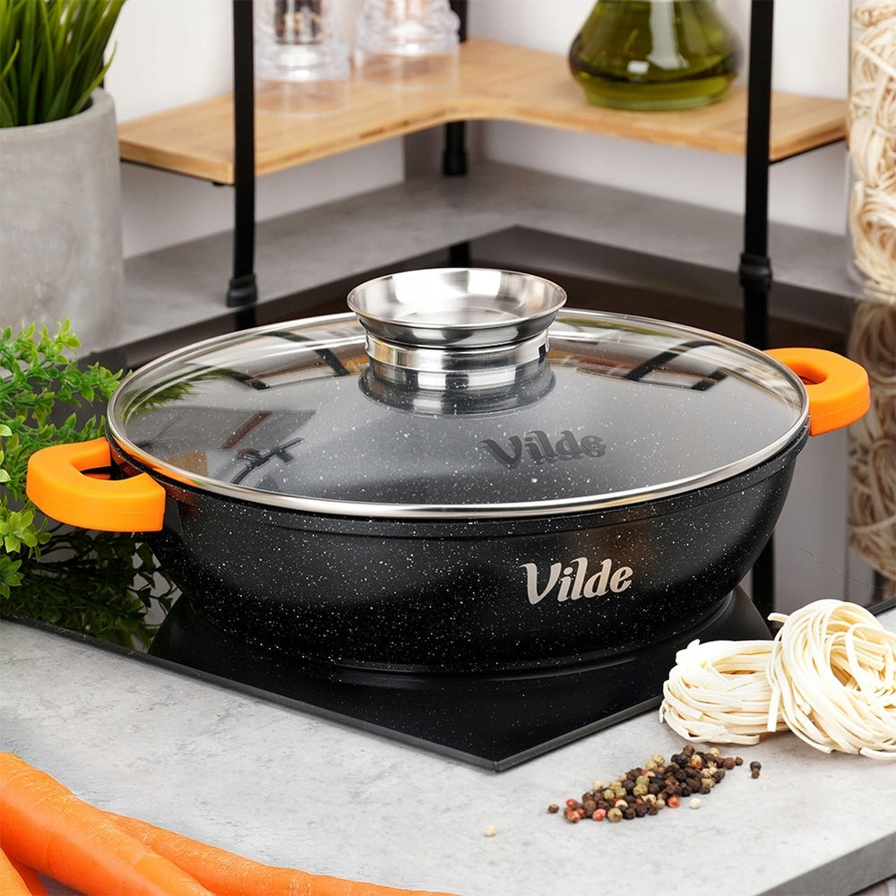 GRANITe frying pan for frying stewing baking with lid 28 cm 3,3L Packaging status original