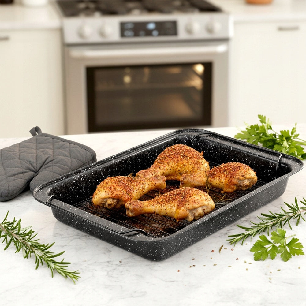 GRANITe pan form meat baking sheet with grate 37,5x25,5 cm Packaging status original