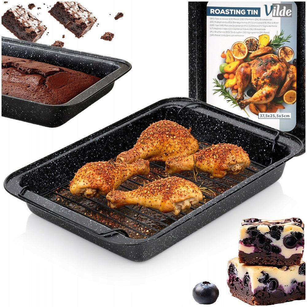 GRANITe pan form meat baking sheet with grate 37,5x25,5 cm