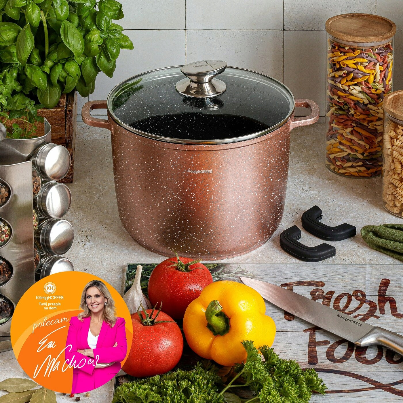 GRANK INDUCTION MARBLE Gas Overlays Konighoffer Pollo Rose Gold 10L 28cm Packaging status original