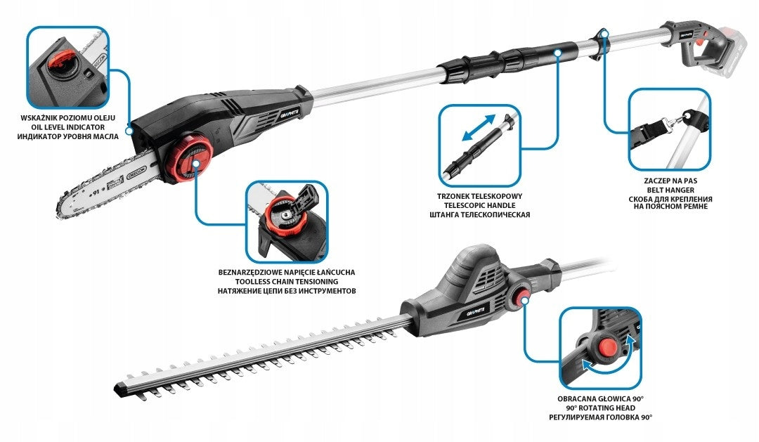 GRAPHITE 18V HEDGE SAW AND SHEARS WITHOUT BATTERY Energy+ 58G098 Power supply battery operated