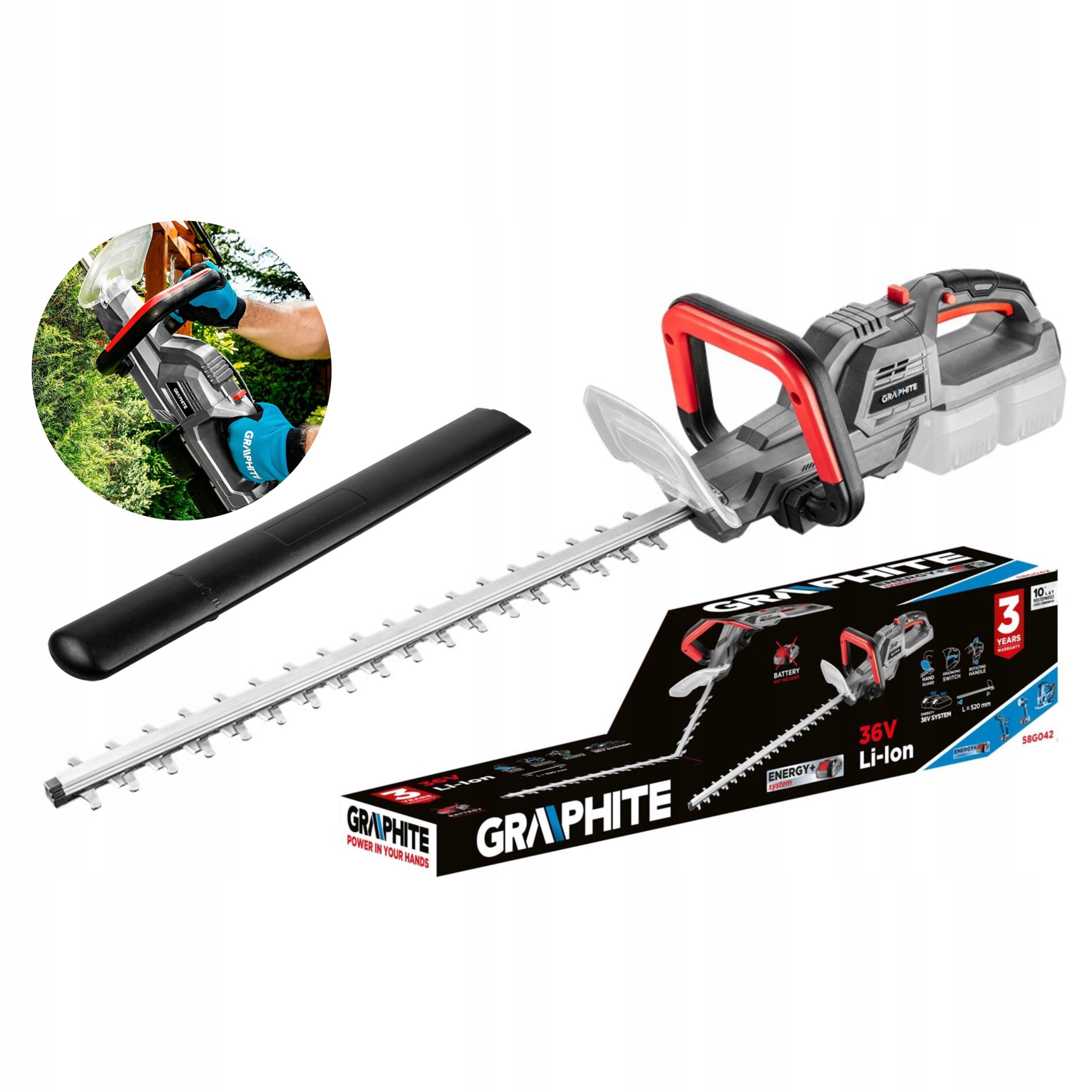 GRAPHITE CORDLESS BUSH HEDGE TRIMMER 58G042 36V 595 mm SOLO