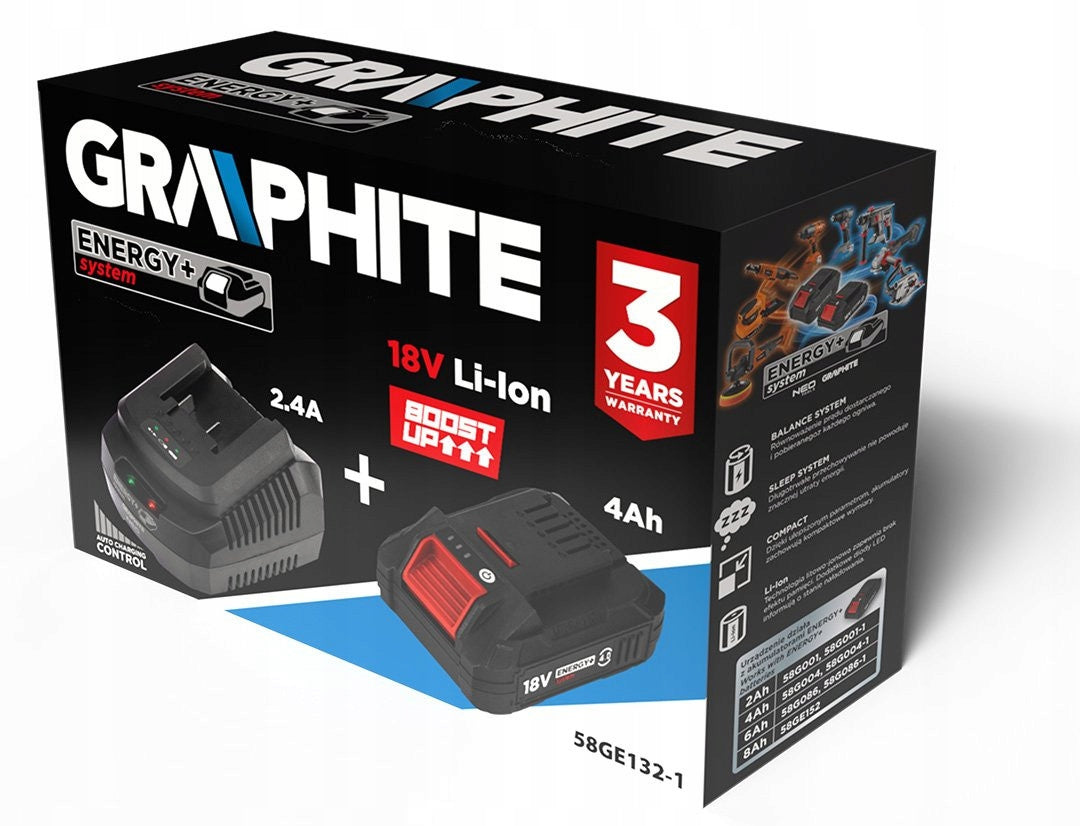 GRAPHITE Charger + Battery 4.0Ah Cell 21700 BOOSTUP Energy+ 58G004-1 Brand no brand