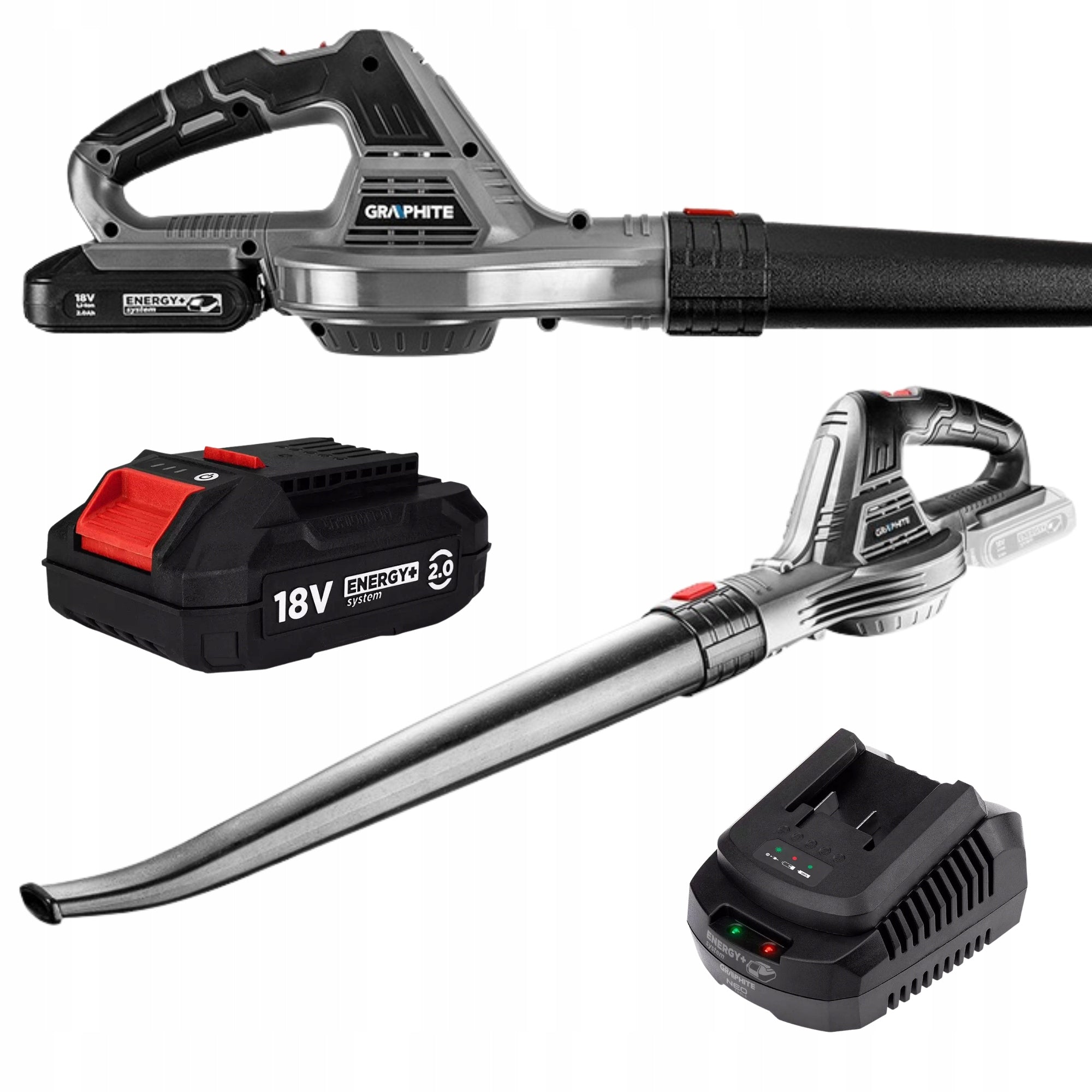 GRAPHITE Cordless Blower + 2Ah Battery + Light Leaf Charger