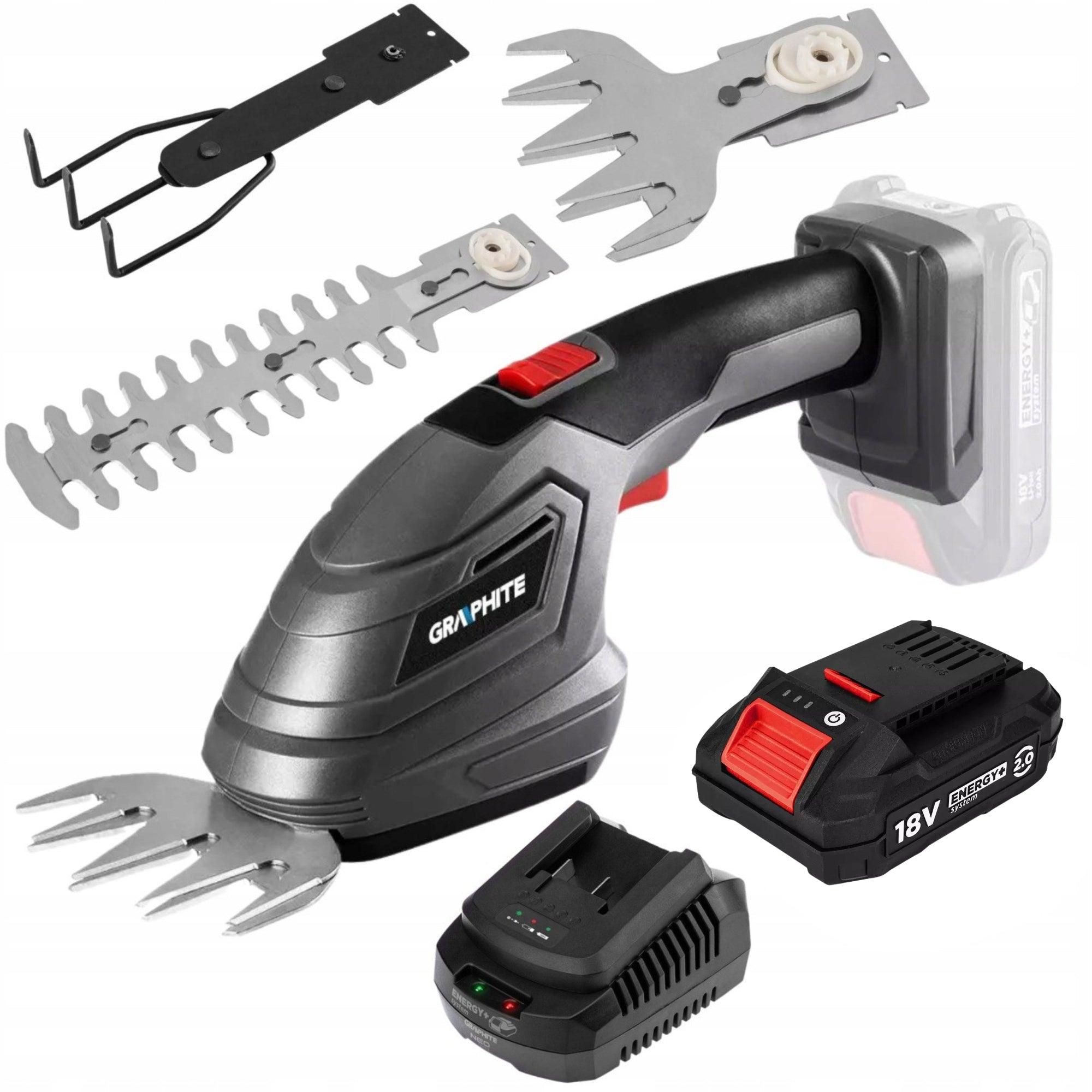 GRAPHITE Cordless Grass Trimmer Shears 3in1 + 2Ah Battery + Charger