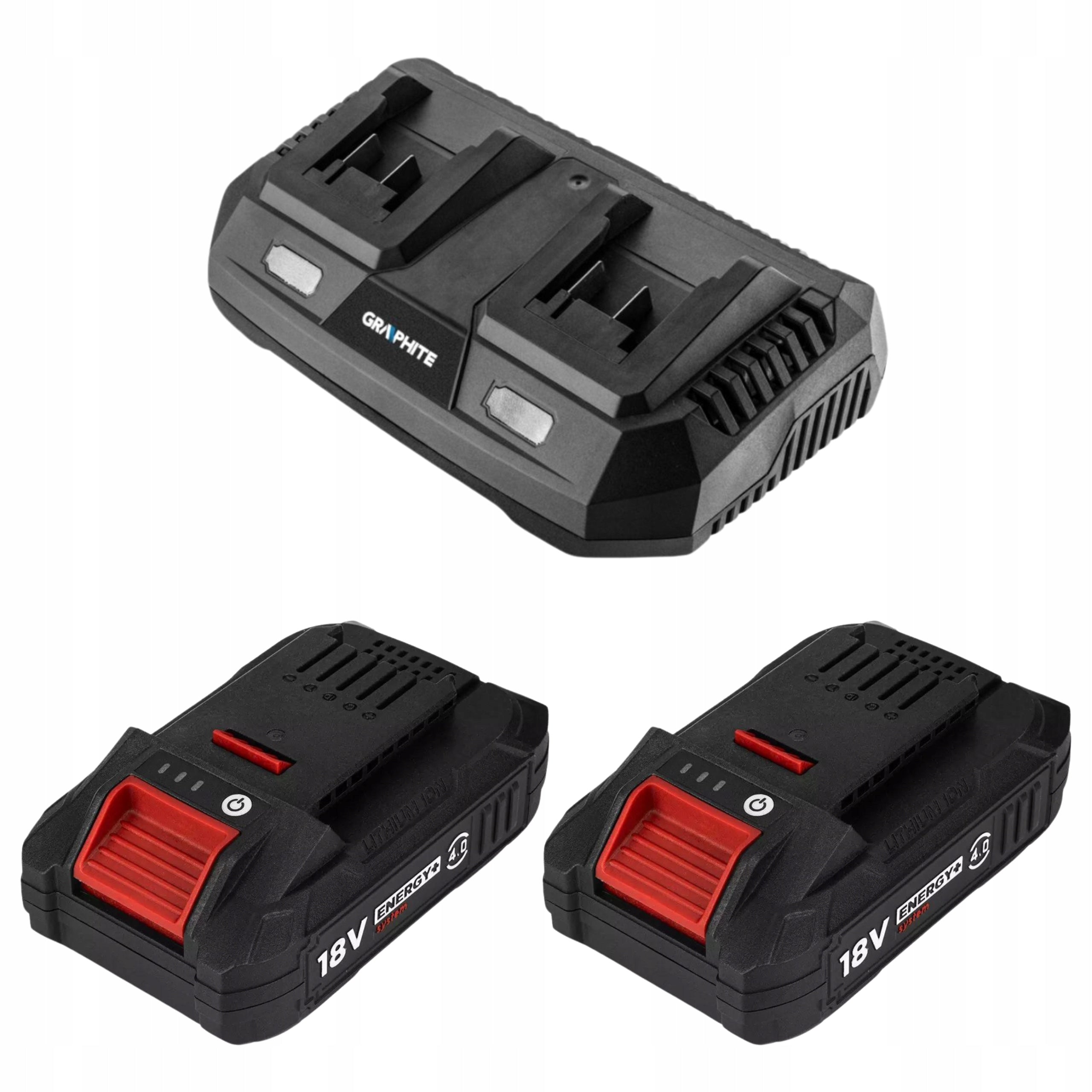 GRAPHITE Drilling Machine + Angle Grinder + 2x Battery + Charger Packaging status original