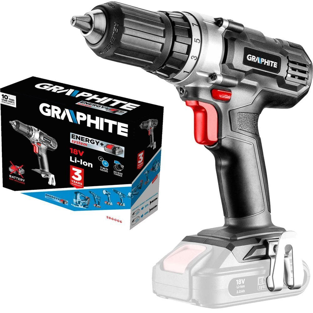 GRAPHITE ENERGY+DRILL CORDLESS SCREWDRIVER WITHOUT AKU.18V Li-Lon 58G006 Brand GRAPHITE