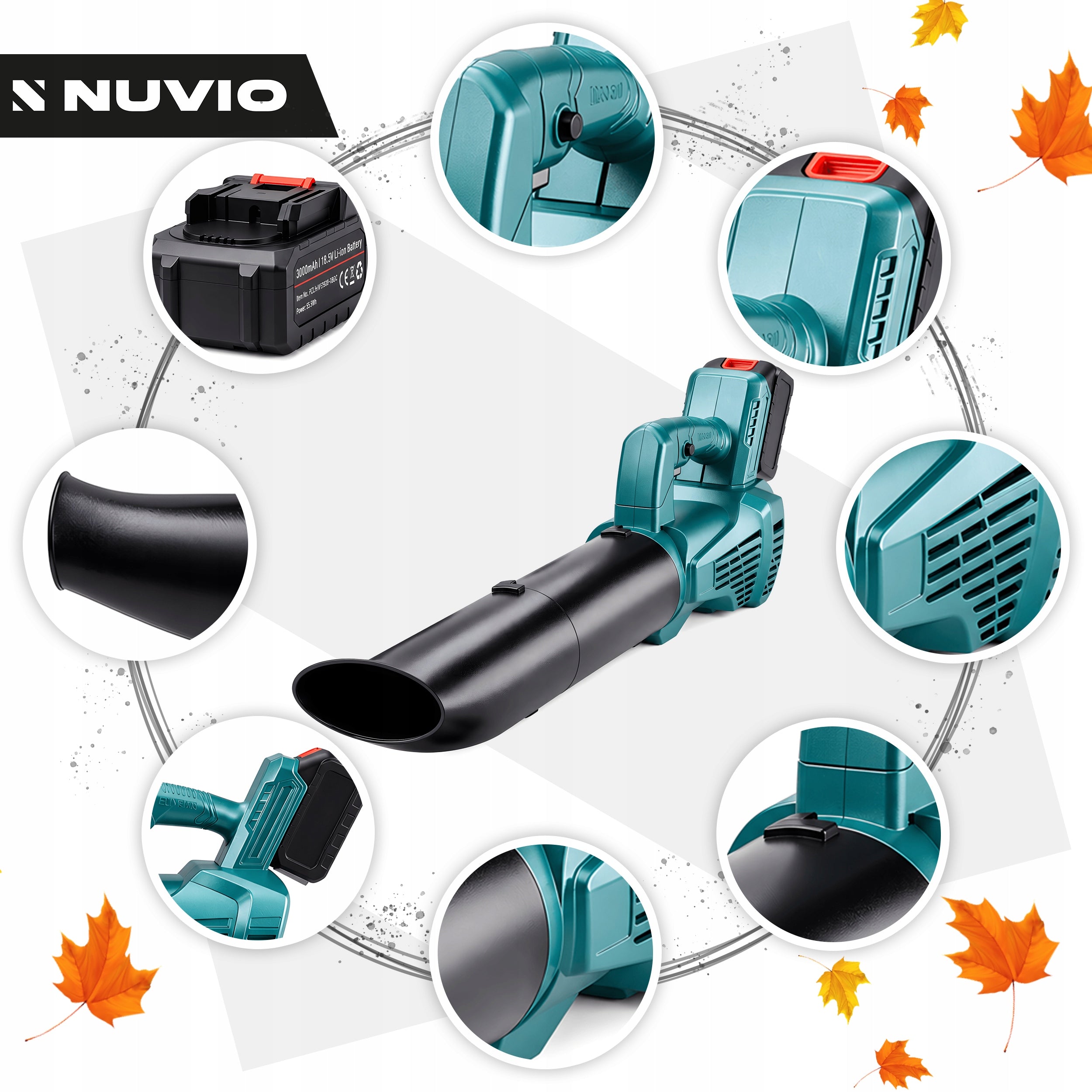 GRASS LEAF BLOWER CORDLESS ELECTRIC GARDEN STRONG 2xAku 3Ah Manufacturer code AKUMULATOROWA DMUCHAWA DO LIŚCI OGRODOWA 3Ah