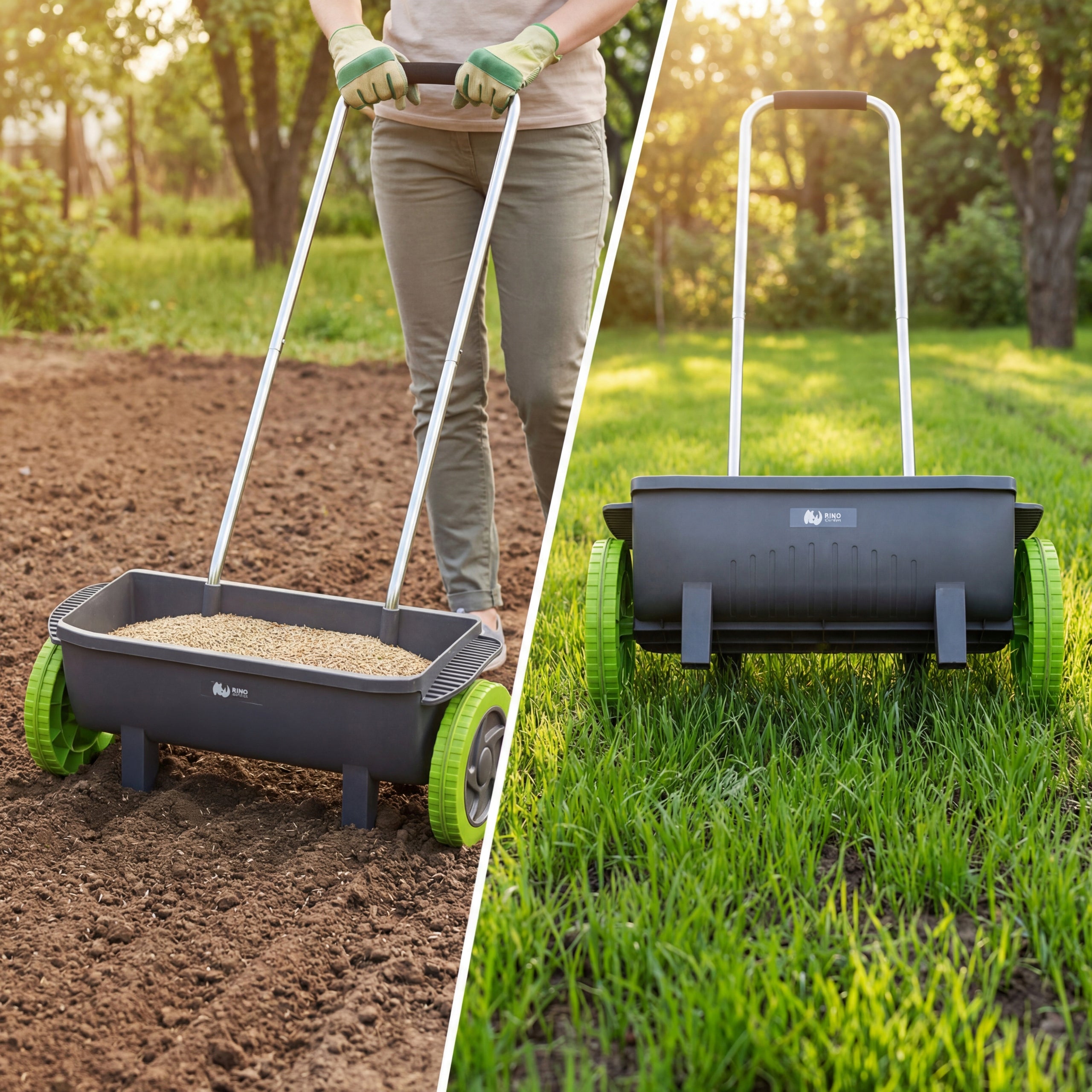 GRASS SEED DRILL MANUAL VEGETABLE SALT SEED SPREADER 12L RINO Packaging status original