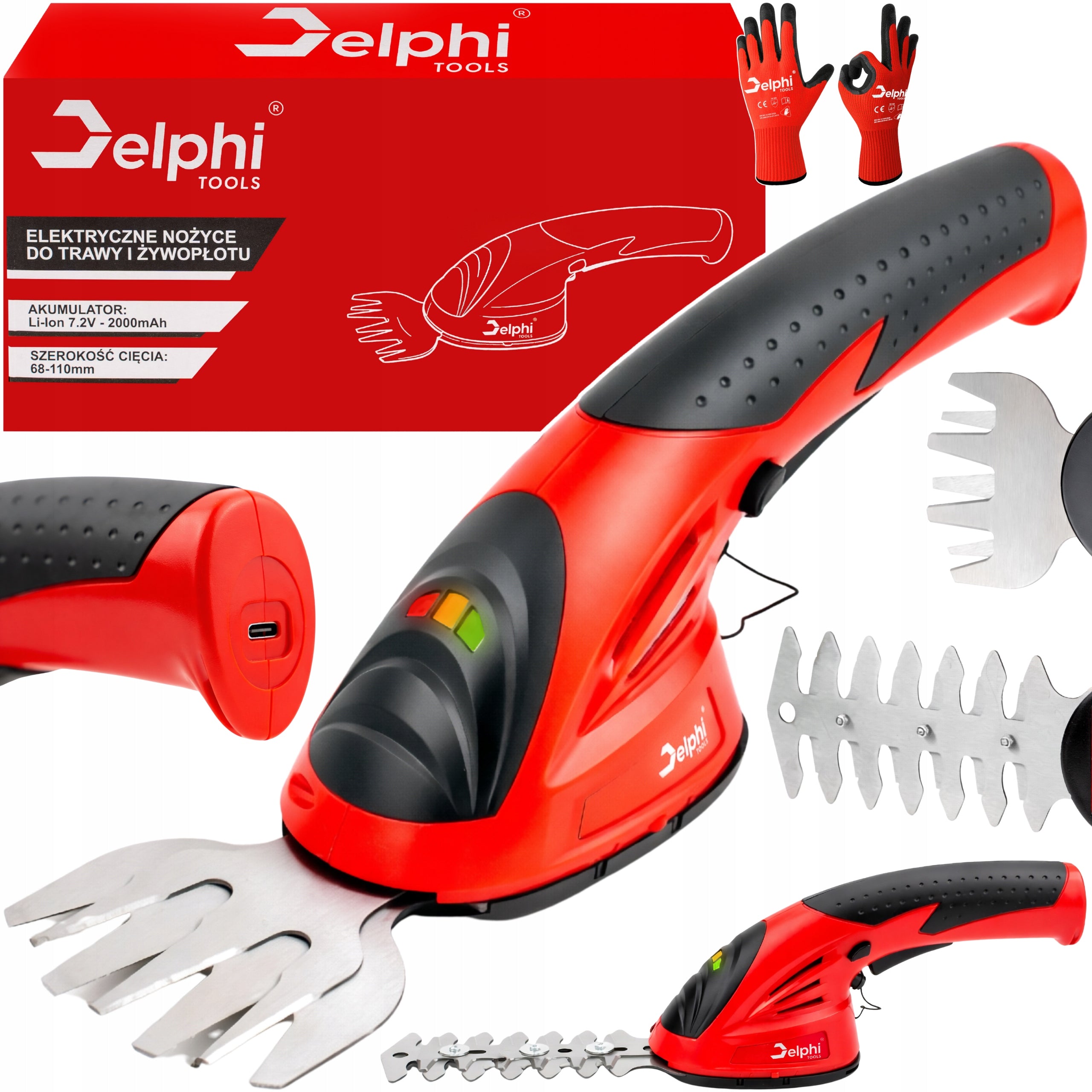 GRASS SHEARS RECHARGEABLE ELECTRIC HEDGE USB-C 2Ah 2x BLADE