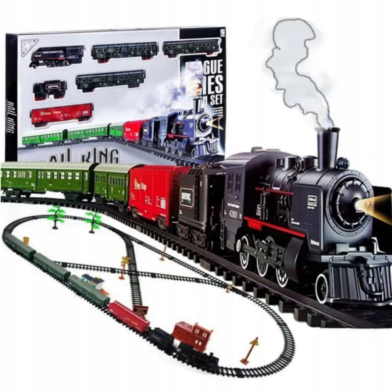 GREAT ELECTRIC RAILWAY 7m LOCOMOTIVE SMOKE TRACK TRAIN WAGONS LIGHT