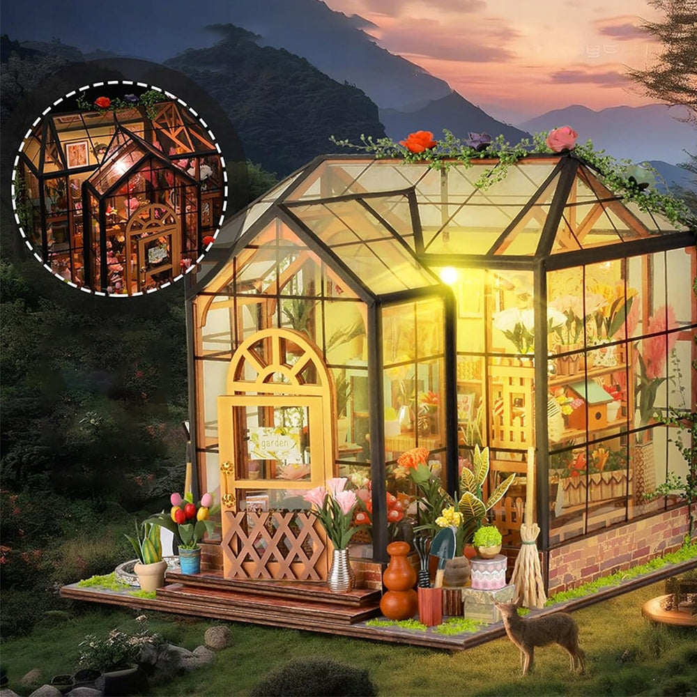 GREENHOUSE ASSEMBLY MODEL CREATIVE DIY SET WOODEN PUZZLE GIFT Number of items 1