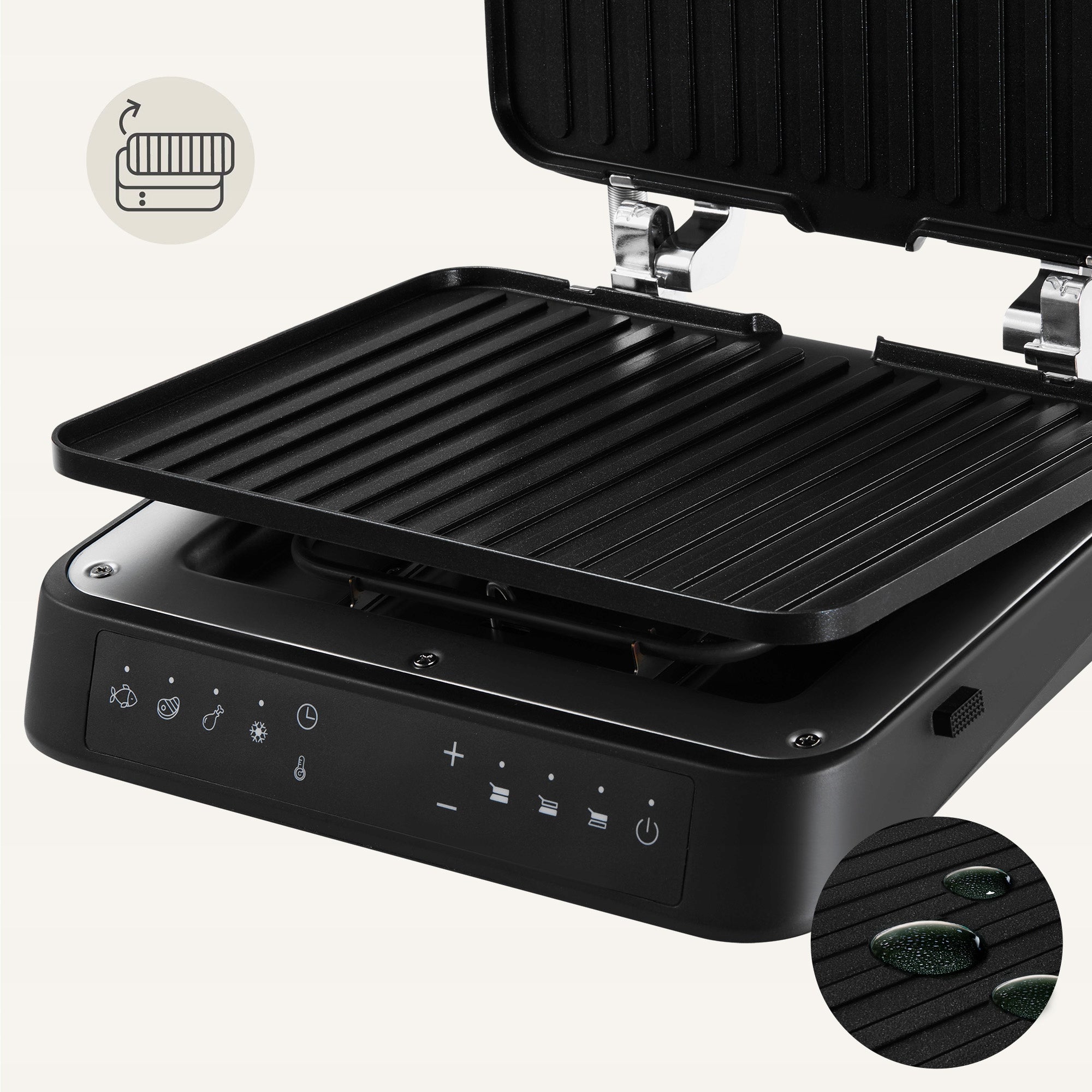 GRILL ELECTRIC FOLDING TOASTER 2000W Timer Panini 2 THERMOSTATS Power 2000 W