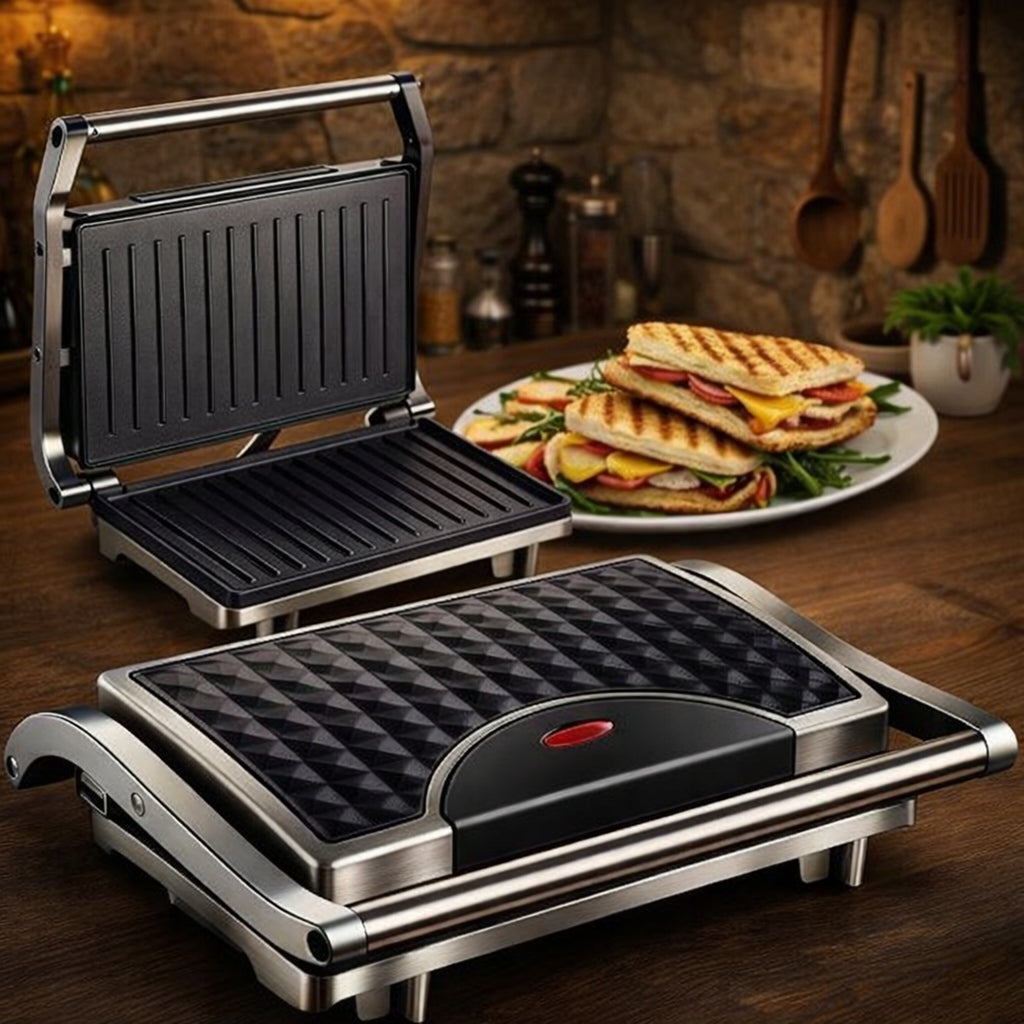 GRILL ELECTRIC TOASTER FOR PANINI SANDWICHES FOLDING STRONG Power 2000 W