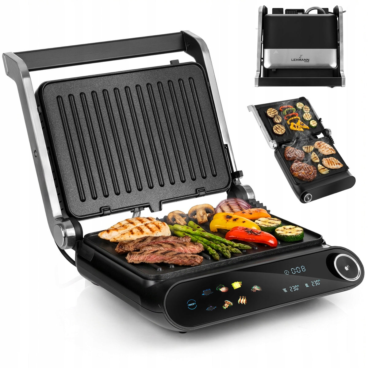 GRILL ELECTRIC TOASTER OVEN FOR PANINI SANDWICHES FOLDING STRONG 2200W
