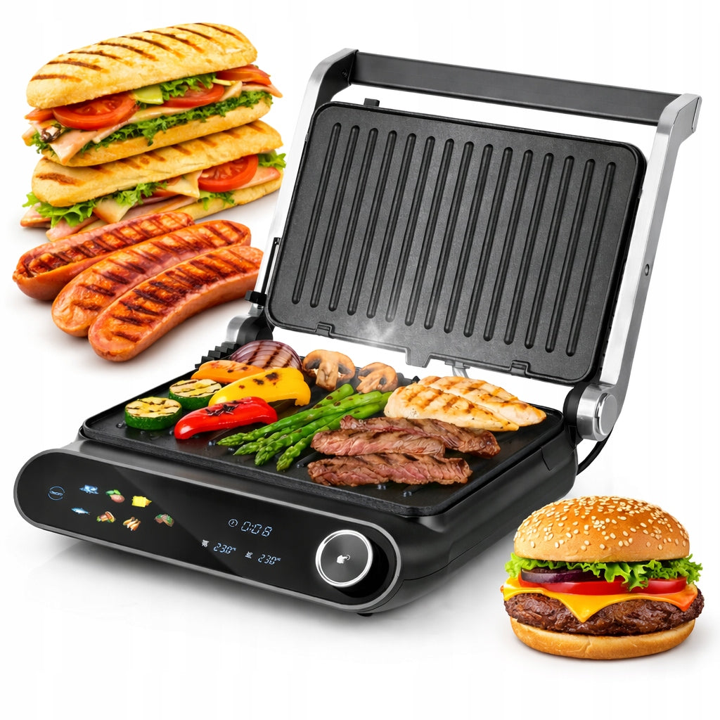 GRILL ELECTRIC TOASTER OVEN FOR PANINI SANDWICHES FOLDING TIMER 2200W