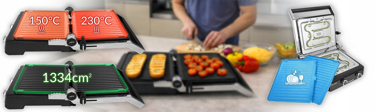 GRILL ELECTRIC TOASTER OVEN FOR SANDWICHES FOLDING 180° XXL 2500W LCD Power rating 2500 W