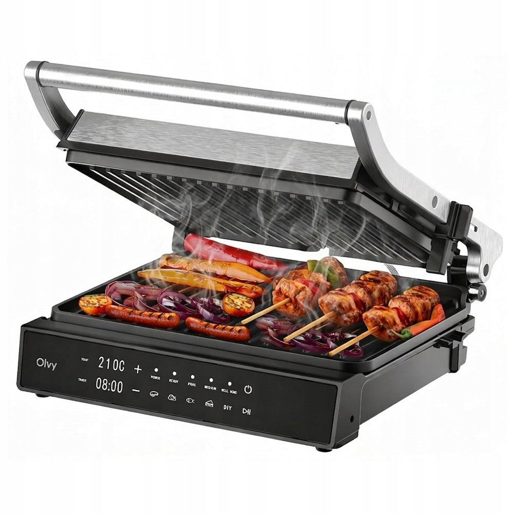 GRILL ELEKTRYCZNY XL 2000W Z WYJMOWANYMI PŁYTAMI OTWIERANY DO 180° OLVY Manufacturer code JPM-168A