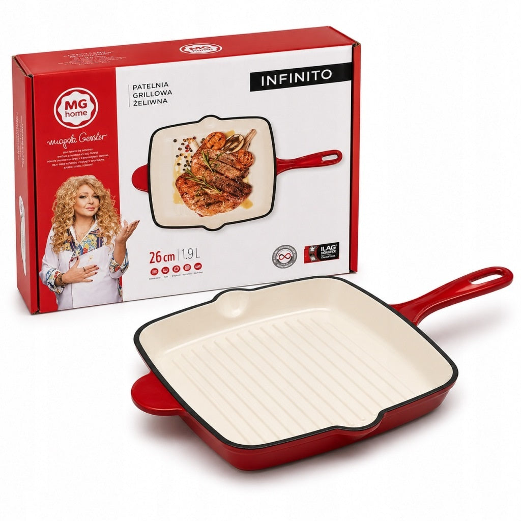 GRILL PAN MG MAGDA GESSLER CAST IRON ENAMELLED 26 CM GAS INDUCTION