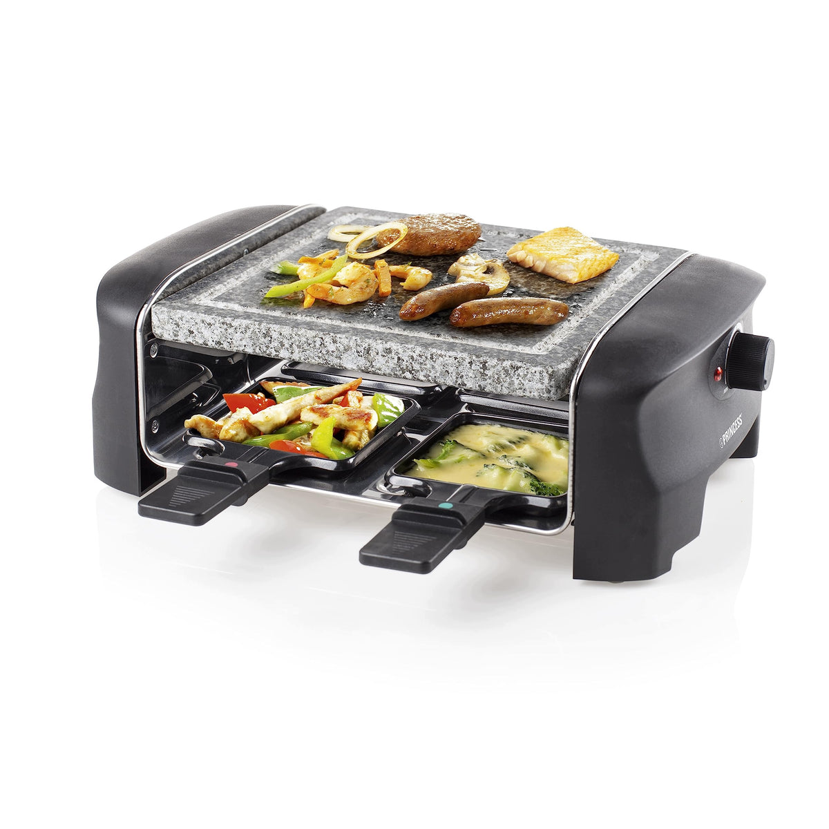 GRILL RACLETTE 600 IN FOR 4 PEOPLE STONE BLACK NON-STICK COATING
