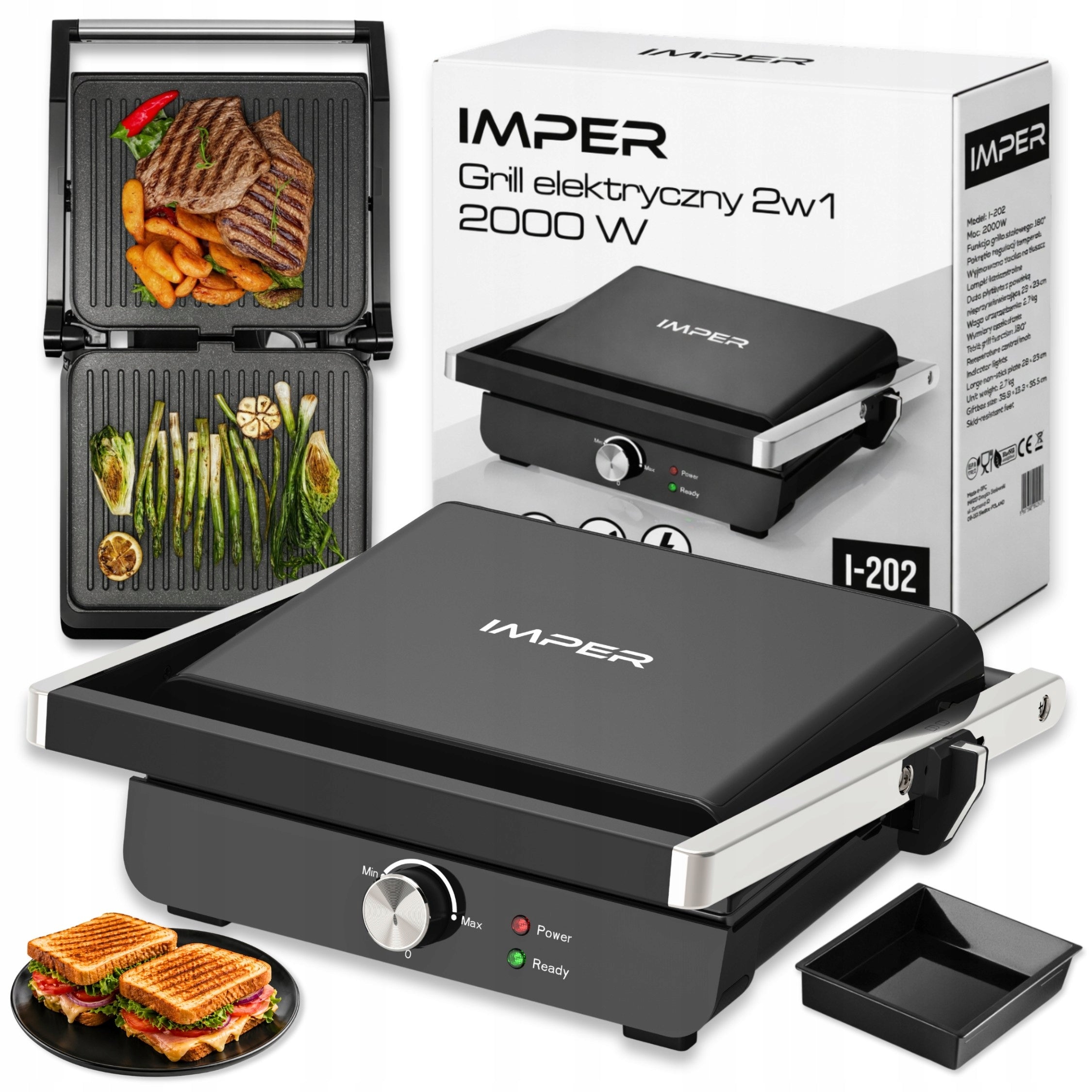 GRILL TOASTER ELECTRIC TOASTER FOR PANINI SANDWICHES FOLDING LARGE 2000W