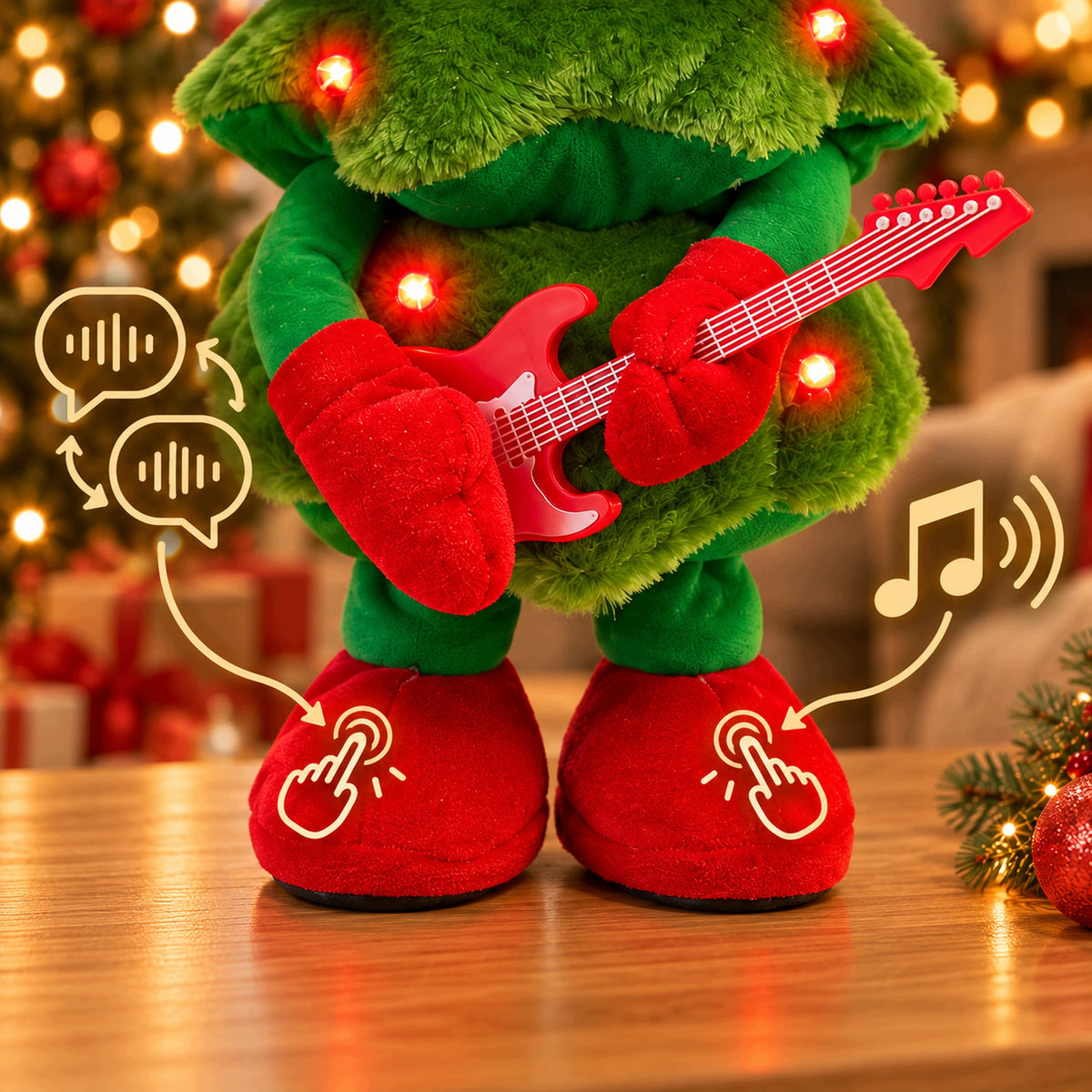 GRINCH CHRISTMAS GNOME GLOWING DANCING PLUSH TOY INTERACTIVE CHRISTMAS TREE Manufacturer code Grinch Syncra Home Krasnal LED