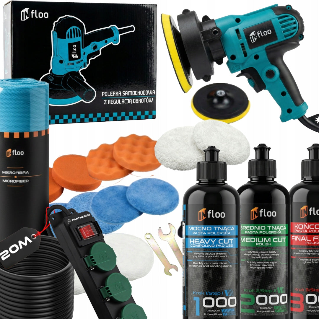 GRINDER CAR POLISHER MACHINE 600-3700RPM + EXTENSION CORD + SET