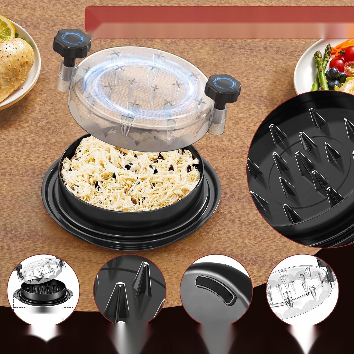 GRINDER HAND SHREDDER MEAT VEGETABLES KITCHEN SOLID BLACK Kind automatic