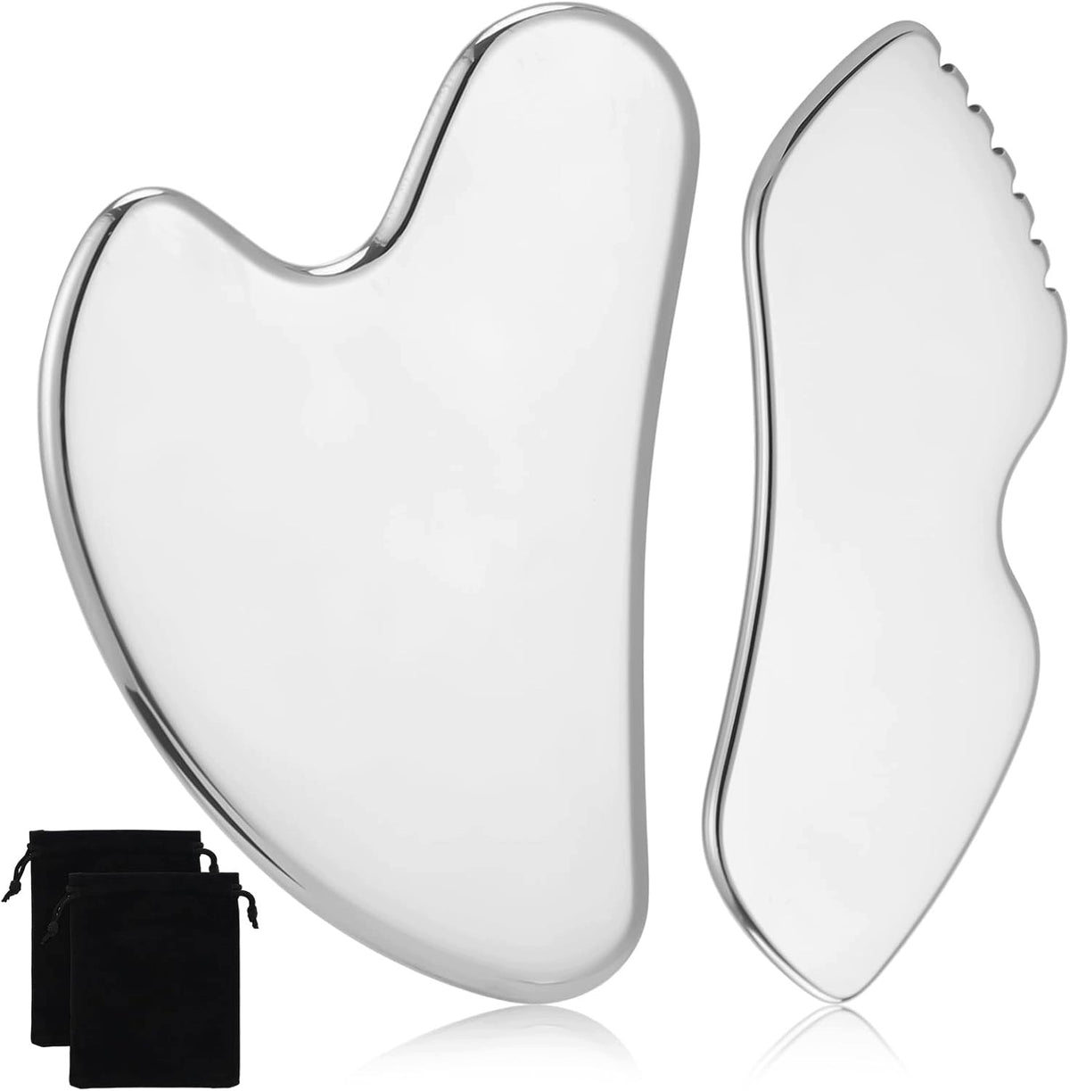 GUA SHA 2 PIECES STAINLESS STEEL NECK FACE MASSAGE CLEANSING