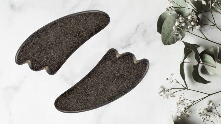 GUA SHA BASALT STONE FOR MASSAGE RELIEF SOOTHING WARMS UP SET OF 2 Brand no brand