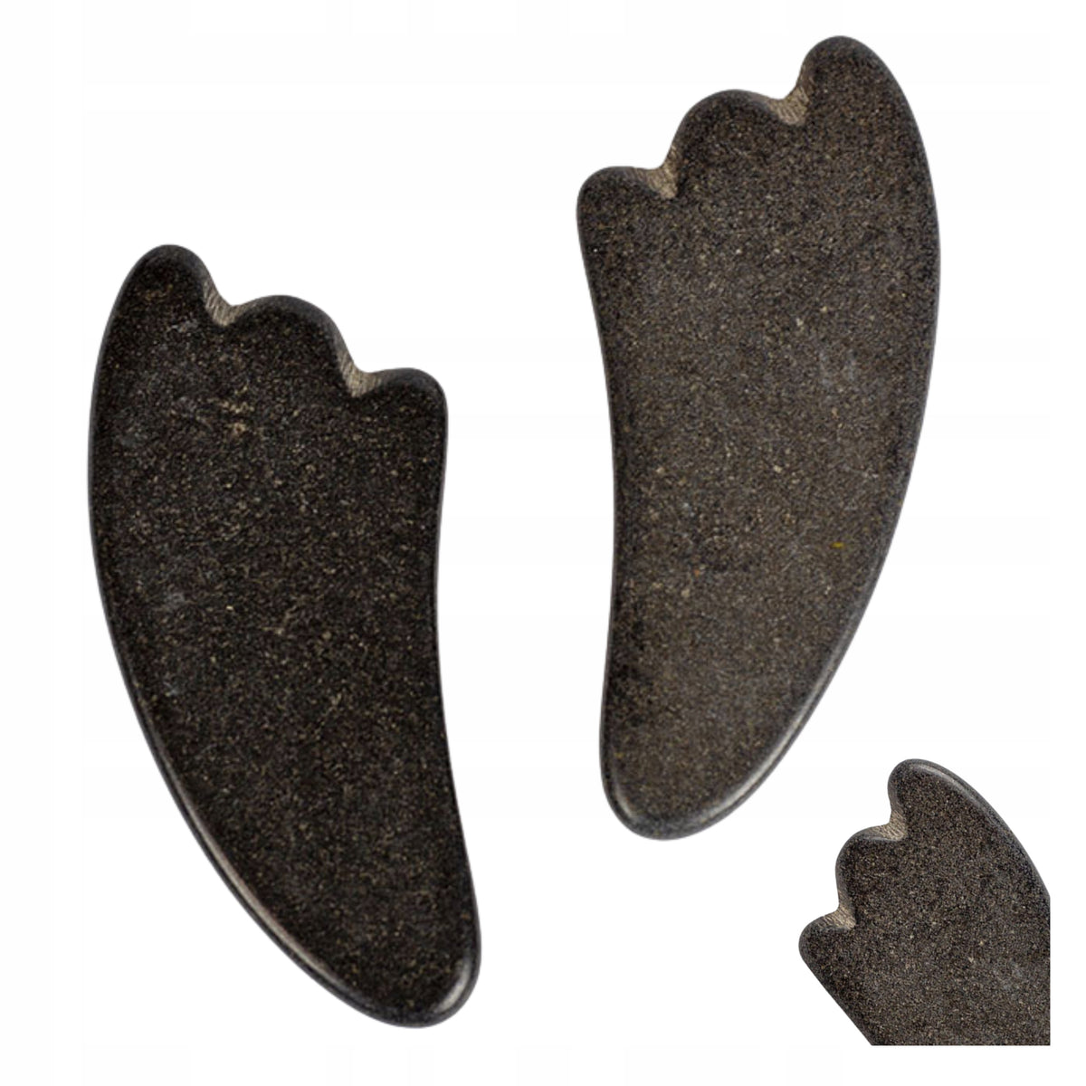 GUA SHA BASALT STONE FOR MASSAGE RELIEF SOOTHING WARMS UP SET OF 2