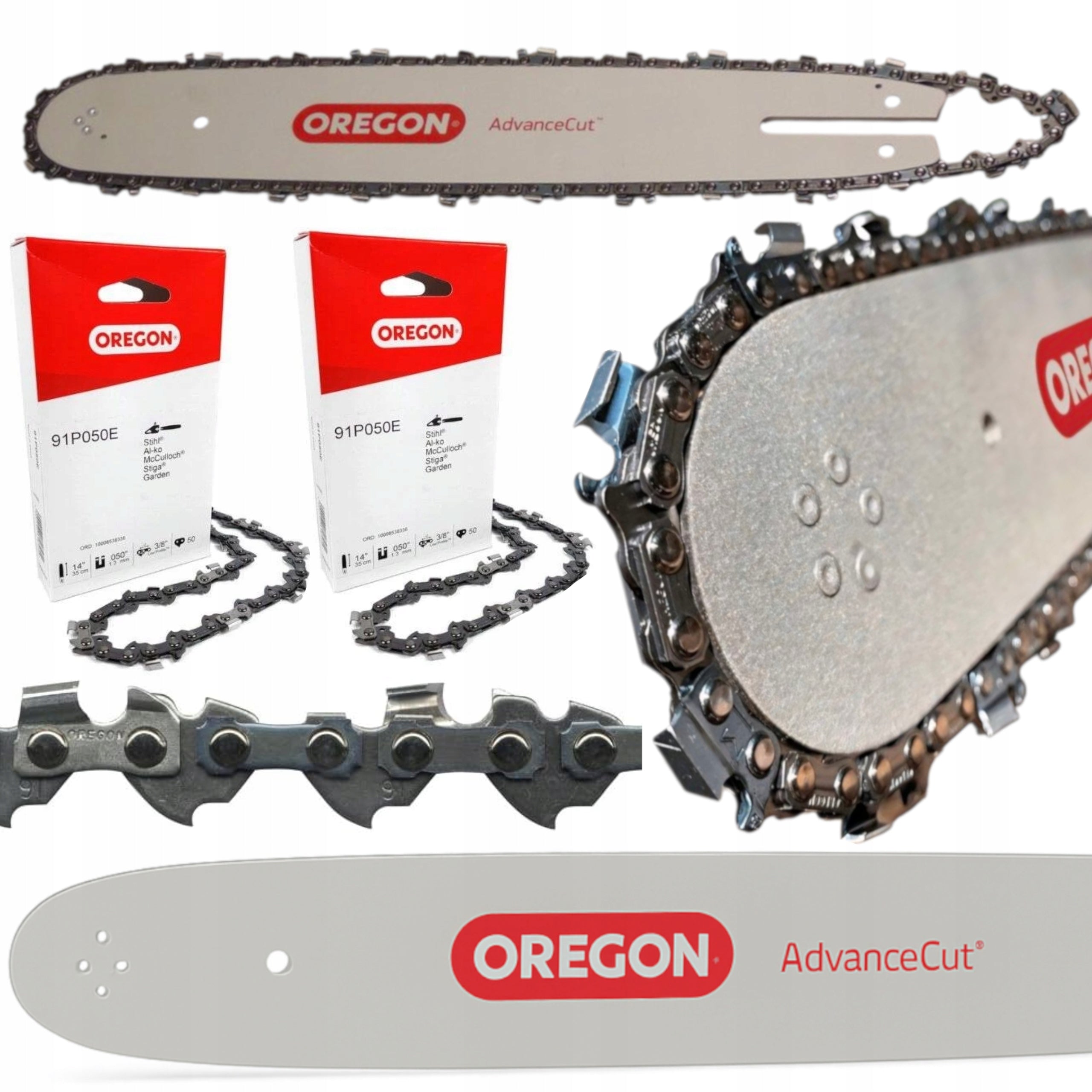 GUIDE OREGON 14'' 35cm FOR SAW STIHL 2x CHAIN 50og 3/8 1.3 MS180 023