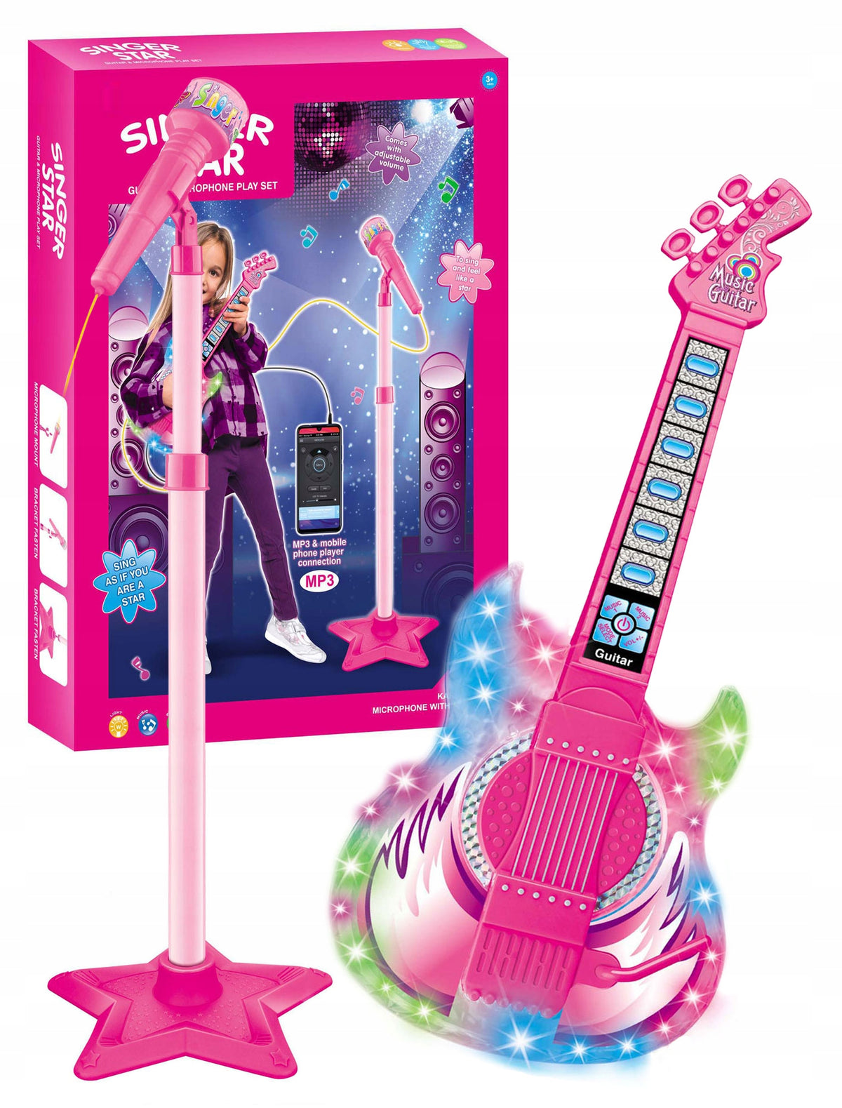 GUITAR ELECTRIC KARAOKE MICROPHONE MUSIC TOY LARGE SET FOR KIDS