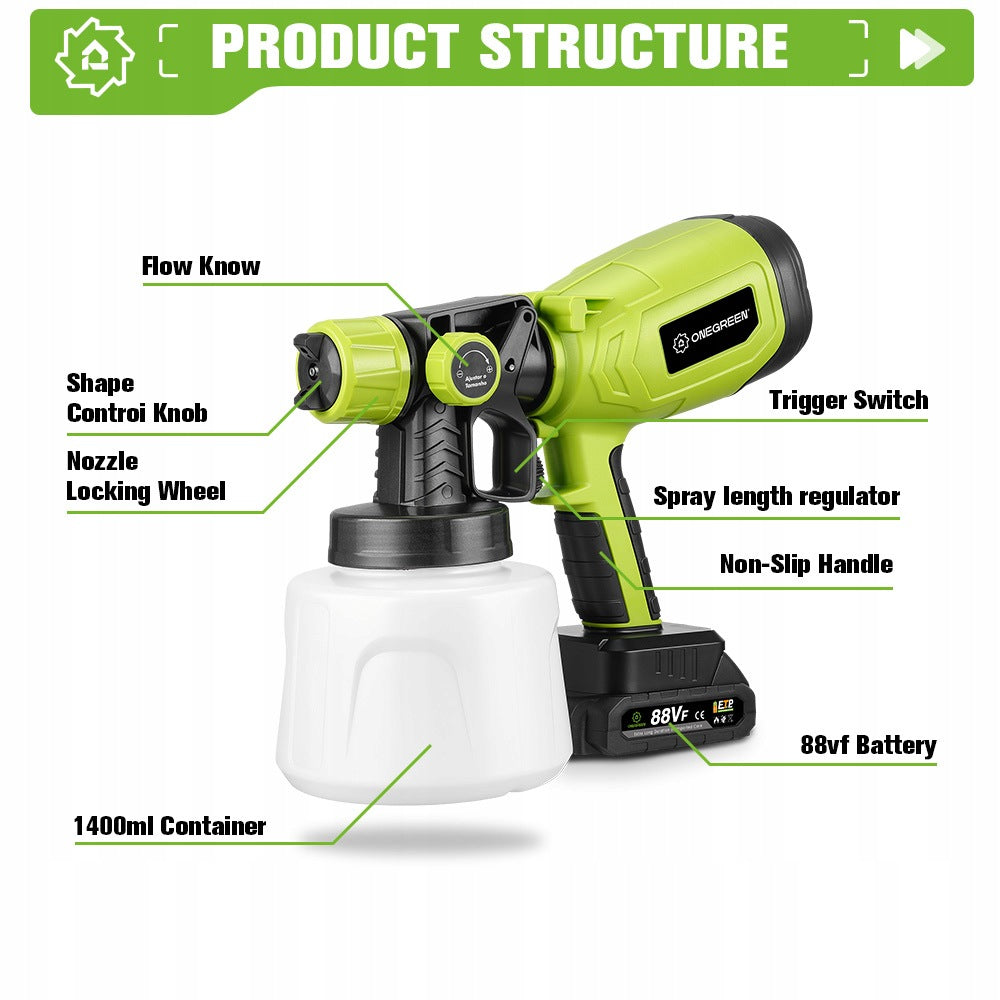 GUN FOR PAINTING WALLS ELECTRIC SPRAY UNIT 1400ML 5 NOZZLES Packaging status original