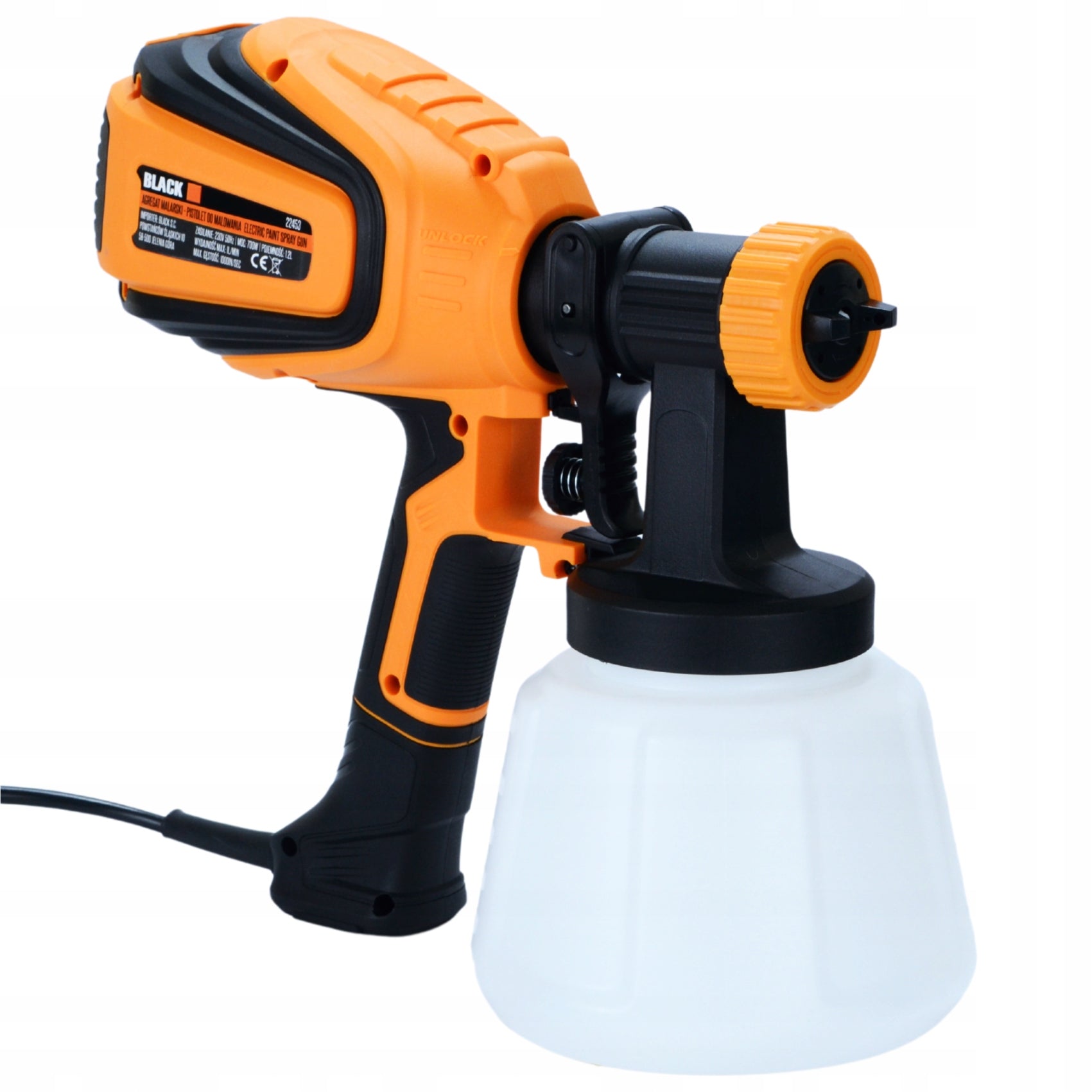GUN PAINT SPRAYER FOR PAINTING WALLS 700W 4 NOZZLES 1200 ML LARGE SET Manufacturer code BLACK-22453