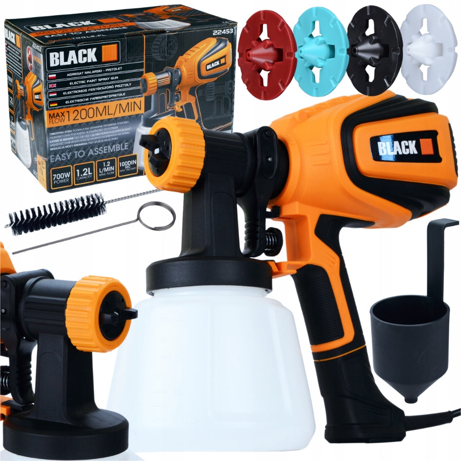 GUN PAINT SPRAYER FOR PAINTING WALLS 700W 4 NOZZLES 1200 ML LARGE SET